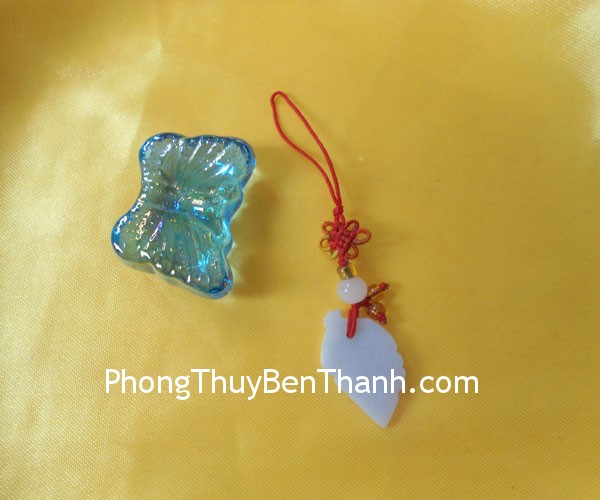 moc dt chiec la s360 Móc điện thoại chiếc lá đá quý Cẩm Thạch phong thủy S360
