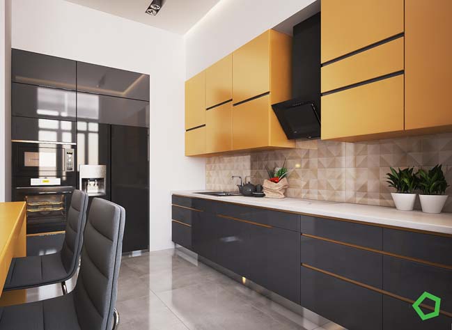 thiet ke noi that can ho chung cu 05 Gợi ý thiết kế căn hộ chung cư ấm áp với điểm nhấn màu vàng